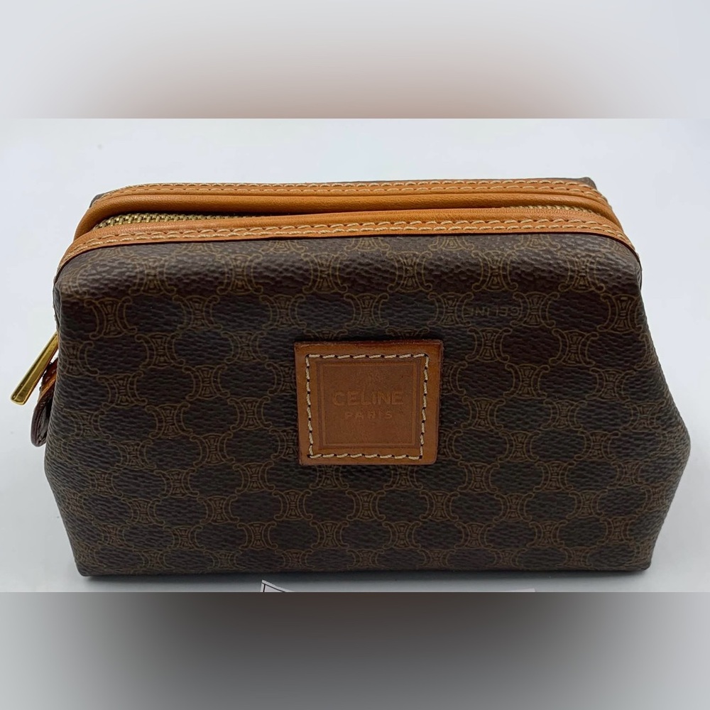 CELINE brown macadam pouch